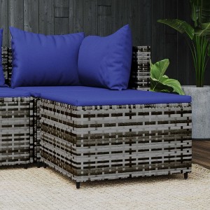 vidaXL Patio Footrest with Cushion Gray Poly Rattan - 1 of 4
