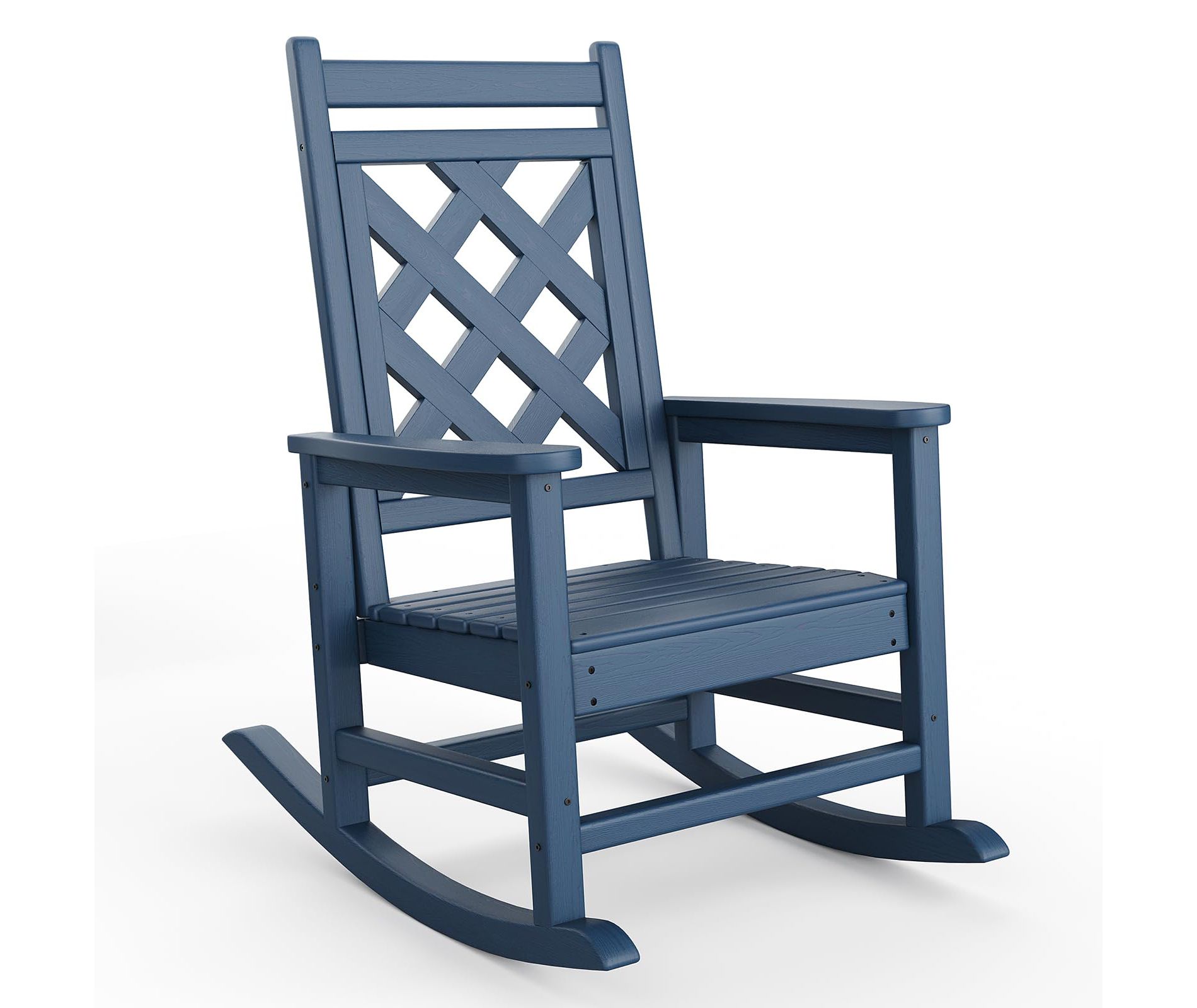 Outdoor Rocking Chair, HDPE Weather Resistant Patio Rocking Chair Porch Rocker with Wood Texture & 380 LBS Support for Deck, Pool, Backyard