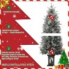 4.5ft Pre-Lit Snow Flocked Christmas Tree with 200 LED Lights, Artificial Potted Xmas Tree with 8 Lighting Modes, Faux Berries,Snowman Base - 3 of 4