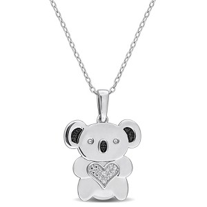 EVERLY JEWELRY | Sterling Silver Diamond Accent Koala Bear Pendant with Chain Black Rhodium Plated, 18 inc - 1 of 4