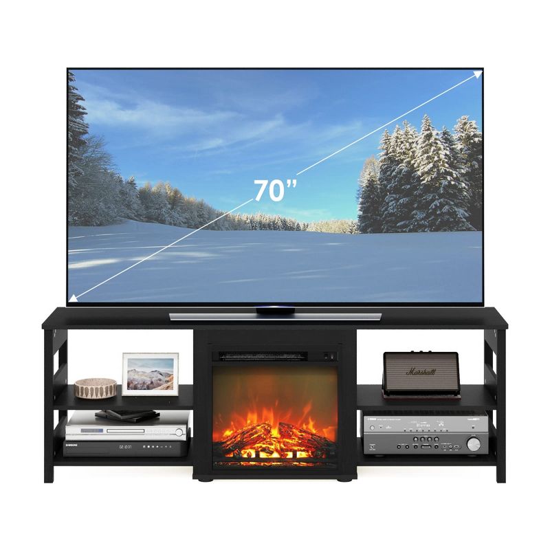 Furinno Classic 70 Inch TV Stand with Fireplace, Americano, 2 of 5