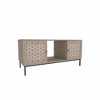 Rectangular Wooden Coffee Table with Sliding Door & Woven Veneer, Symmetrical Storage for Living Room or Bedroom - 3 of 4