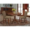 Round Kitchen Table Set 3pc - 42 Inch Table & 2 Parsons Chairs - Linen Fabric & Mahogany Legs - Dining Room Set - 2 of 4