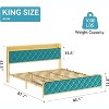 CuisinSmart King Size Bed Frame with Led Lights, Velvet Storage Headboard with 2 USB & 2 Outlets Charging Station, Noise Free, Easy Assembly - 2 of 3
