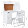 Wooden Kids Desk & Chair Set with Storage Shelf & Bulletin Board - White Study Table， Durable Writing Desk for Ages 3+ - 3 of 3