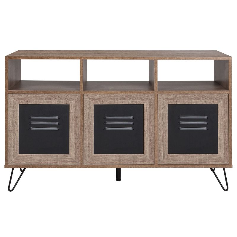Emma and Oliver 44"W 3 Shelf Storage Console/Cabinet in Rustic Wood Grain Finish, 2 of 3