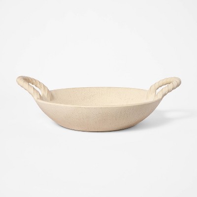 Antique Finish Ceramic Bowl - Threshold™ designed with Studio McGee: Artisanal Elegance, Twisted Handle Design, Tabletop Decor