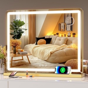 Vanity Mirror with Lights, LED Makeup Mirror with Dimmable 3 Color Modes, Touch Screen Control, Square White Design - 1 of 4
