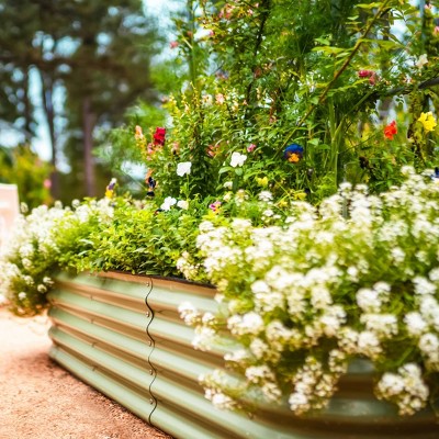 Olive Green 17" Tall Modular Metal Outdoor Raised Garden Bed
