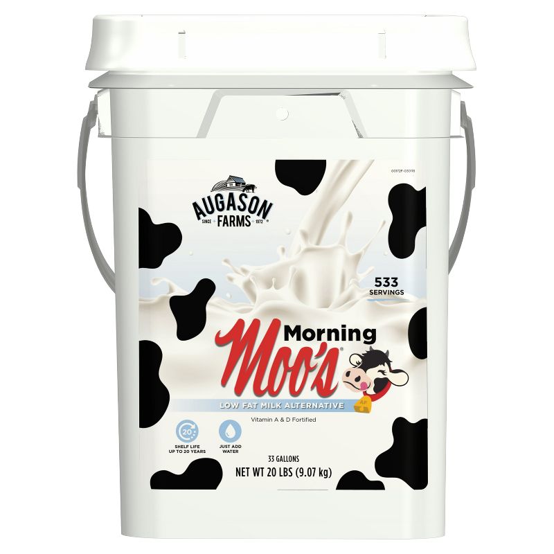 Augason Farms Morning Moo&#39;s Low Fat Milk Alternative Certified Gluten Free Emergency Bulk Food Storage 4-Gallon - 20lbs, 1 of 8