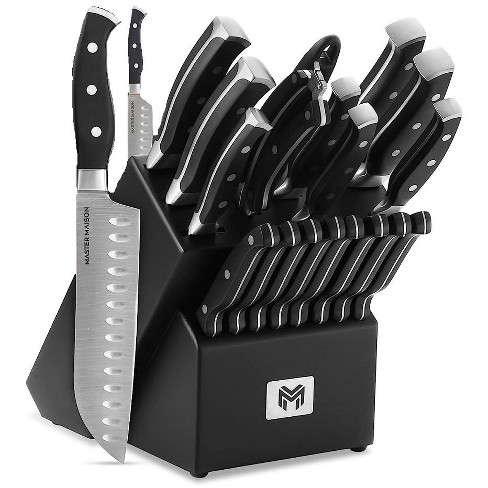 Supreme Series 15-Piece Knife Set in Black Wooden Block with Integrated  Sharpener