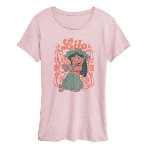 Women's - Disney - Lilo Floral Frame Short Sleeve Graphic T-Shirt - 1 of 3