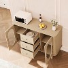 DobleePy 47" Modern Mid-Century Sideboard Buffet Cabinet - Fluted Glass Doors, 3 Drawers & Adjustable Shelves, Credenza Storage for Kitchen - 4 of 4