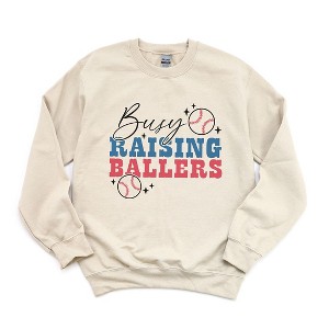 Simply Sage Market Women's Graphic Sweatshirt Busy Raising Ballers Baseball Colorful - 1 of 4