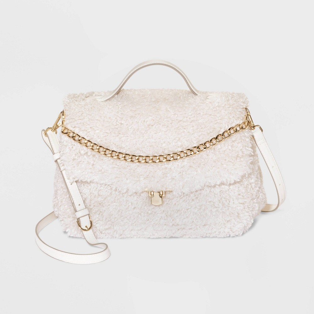 Quilted Top Handle Satchel Handbag - A New Day Ivory