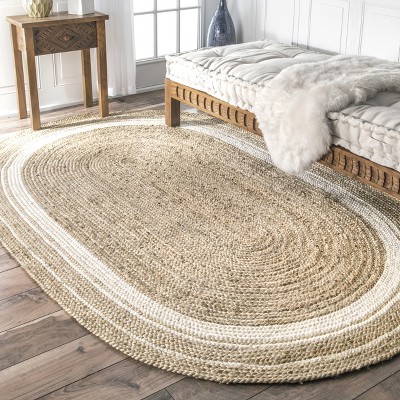 Coastal Cottage Off-White Braided Jute 6' x 9' Oval Rug