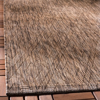 Brown Geometric Low Pile Indoor/Outdoor Area Rug