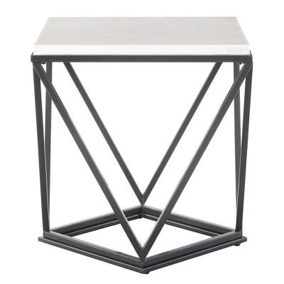 Conner White Marble and Black Metal 2-Piece Table Set