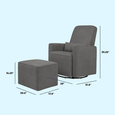 Olive Dark Grey Upholstered Swivel Glider with Ottoman