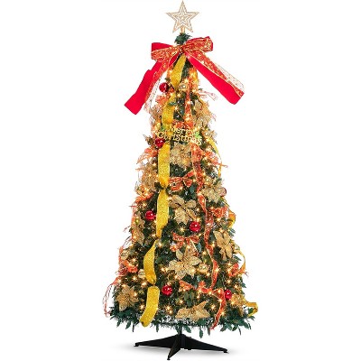 Joiedomi 6 FT Christmas Collapsible Tree Pop Up Christmas Tree with 350 LED Warm White Lights for Indoor Outdoor Garden Holiday Decoration