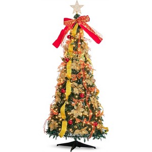 Joiedomi 6 FT Christmas Collapsible Tree Pop Up Christmas Tree with 350 LED Warm White Lights for Indoor Outdoor Garden Holiday Decoration - 1 of 4