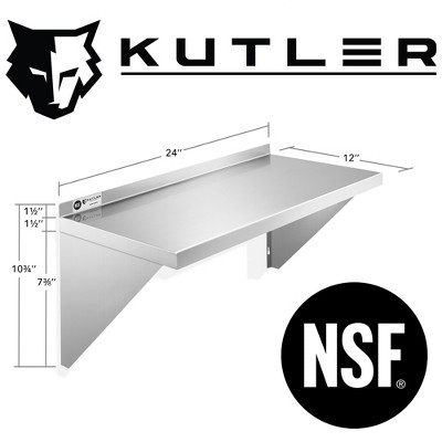 KUTLER 12" x 24" Stainless Steel Wall Mount Kitchen Shelf