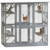 Bencmate Outdoor Cat House,Wooden Feral Cat Shelter Enclosure with 6 High Ledges,Gray, (61.6"*31.8"*70") - 4 of 4