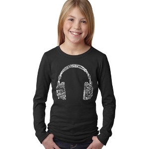 LA Pop Art Girl's Word Art Long Sleeve - HEADPHONES - LANGUAGES - 1 of 4