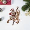 Unique Bargains Christmas Brooches YNCP1357 Santa on Reindeer Alloy Dripping Wax Red Gold Tone 1.5"x2.28" 1 Pc - 2 of 4
