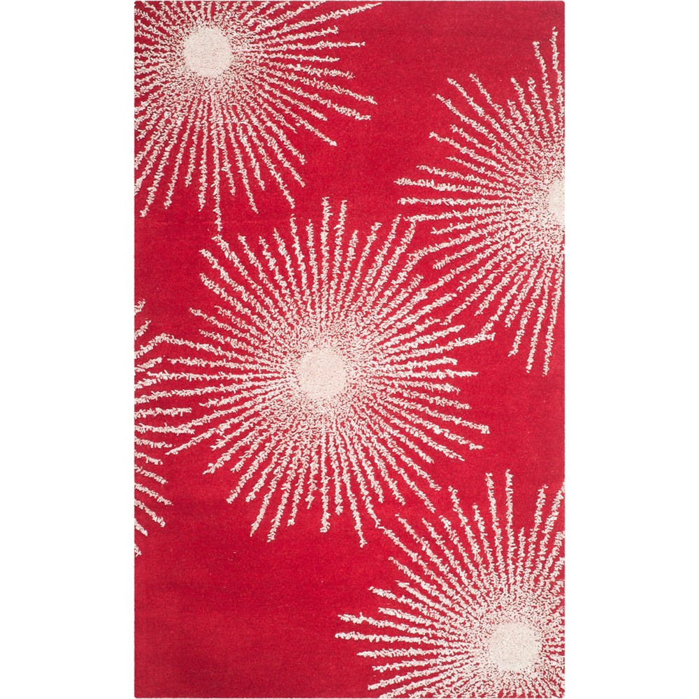 3'6inx5'6in Burst Tufted Accent Rug Red/Ivory - Safavieh