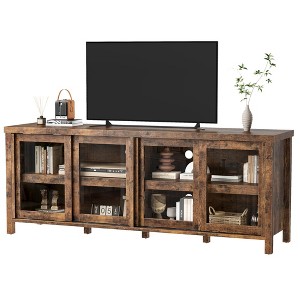 TV Stand for 65 Inch, Entertainment Center with Storage Cabinet and 4 Sliding Glass Doors, Mid Century Modern Media TV Console Table - 1 of 4