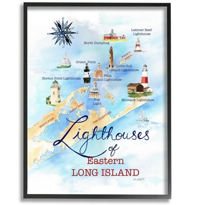 Stupell Industries Nautical Map of Eastern Long Island Lighthouses