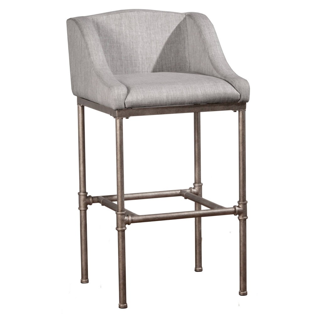 26" Dillon Metal Counter Height Barstool Silver/Gray - Hillsdale Furniture: Wingback, Industrial Pipe Base, Polyester Upholstery