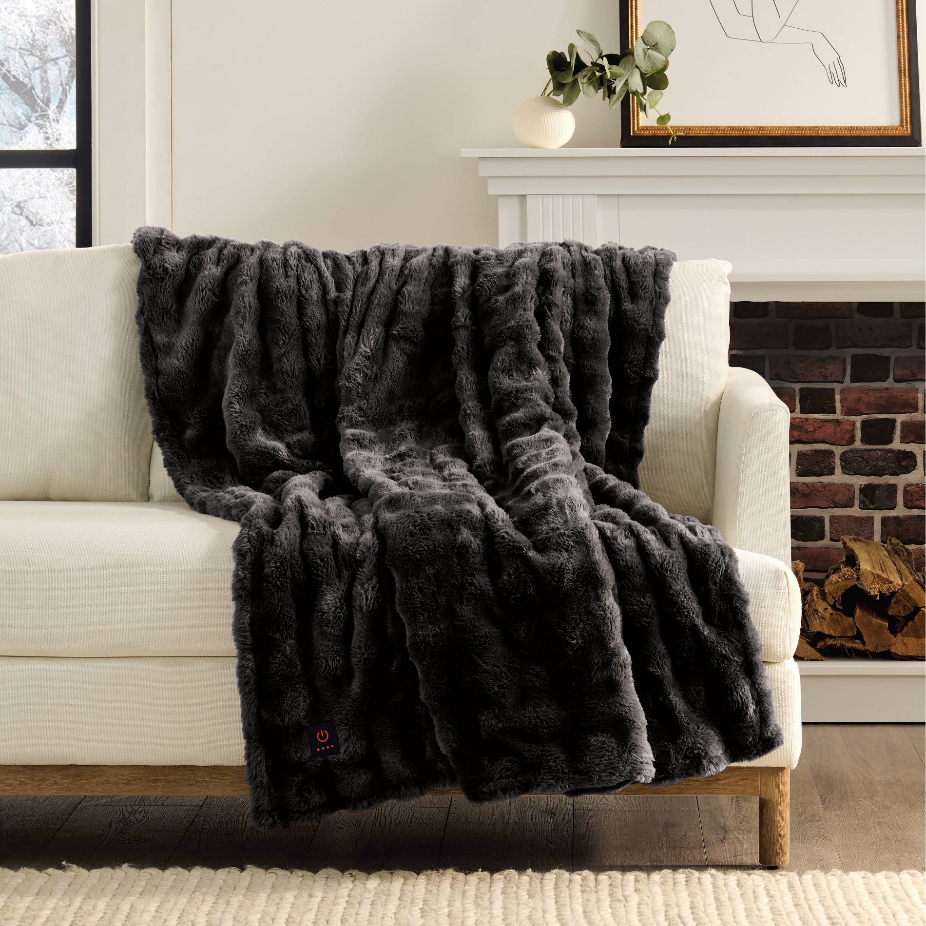 Brookstone Coziest Oversized Throw Bubble Fur