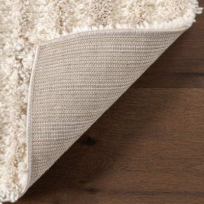 Light Brown Abstract Shag Synthetic Area Rug, 4' x 6'