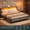 Aheaplus Platform Bed Frame with Charged Station and LED Lights - 4 of 4