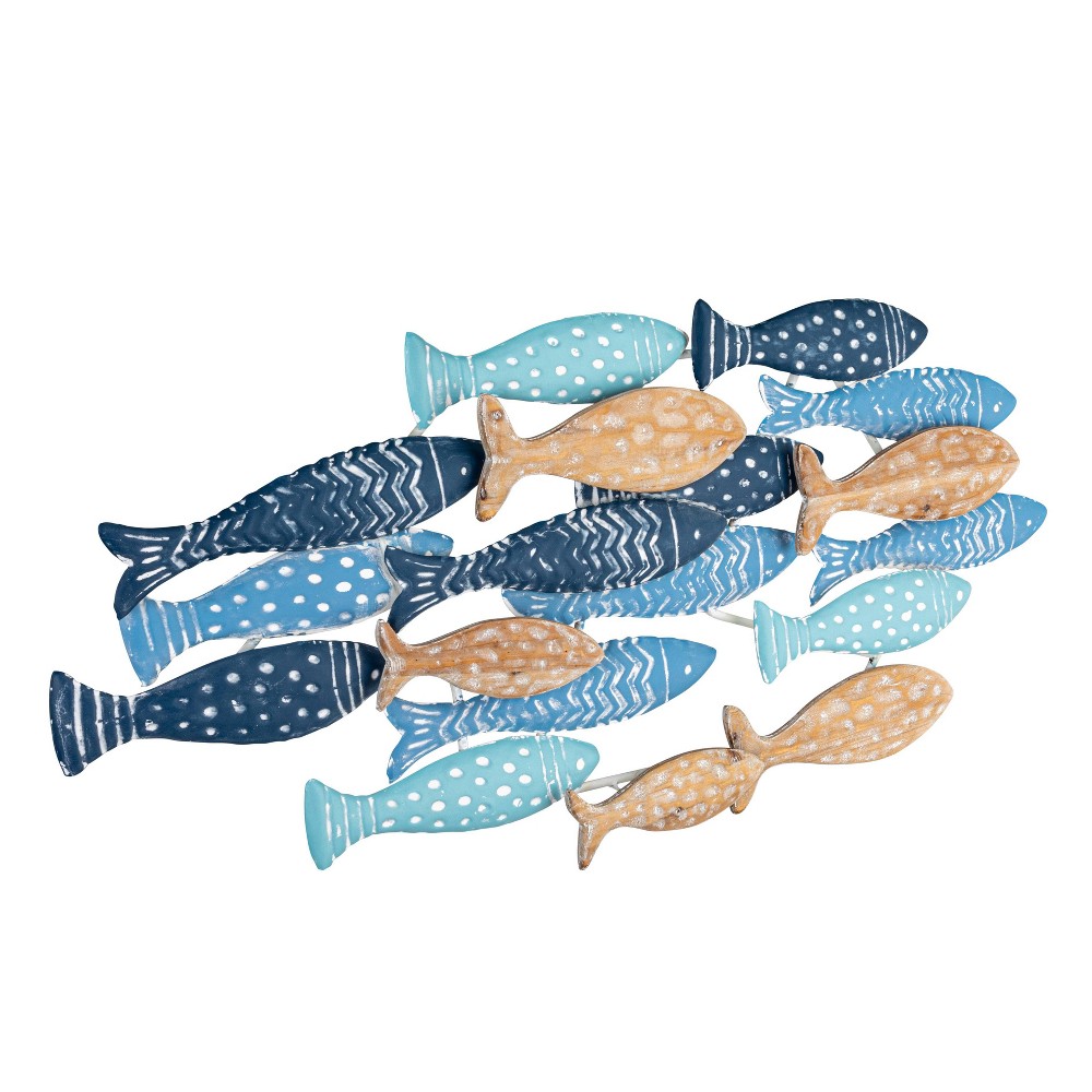 Photos - Wallpaper Storied Home Hand Stamped Metal School of Fish Wall Decor: Vintage Coastal