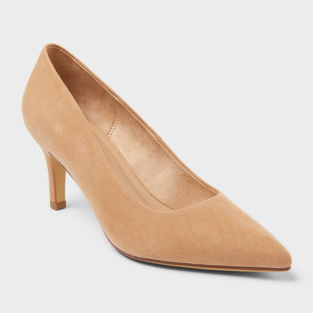 Women's Cindy Mid High Heels Pump with Memory Foam Insole - A New Day™ Tan 11