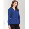 Allegra K Women's Elegant Collar V Neck Long Sleeve Work Office Satin Button Down Shirt - 2 of 4