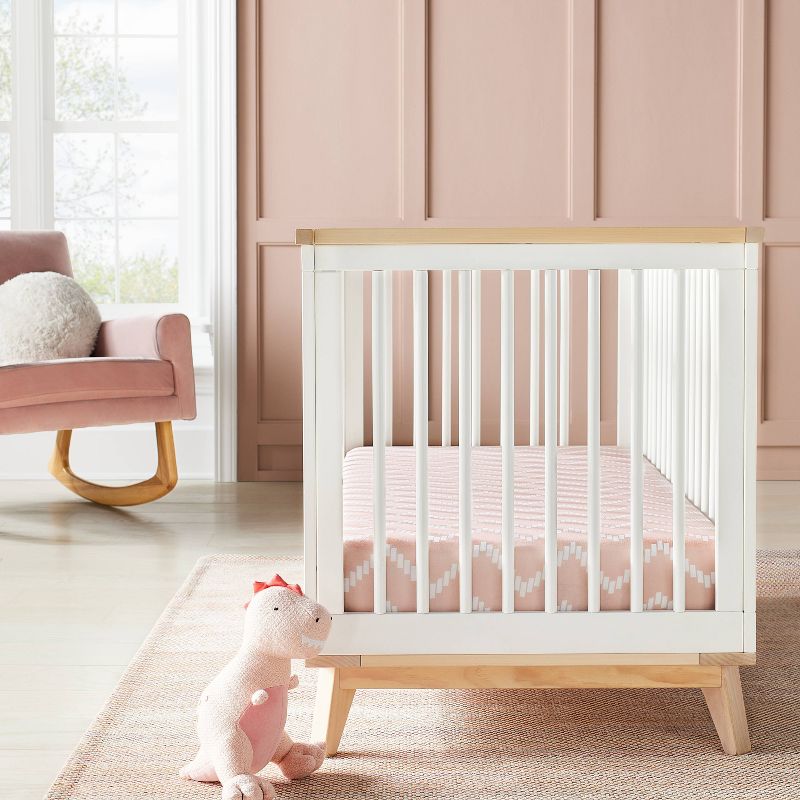 Jersey Fitted Crib Sheet - Pink Chevron and Solid Heirloom - Pink - 2pk - Cloud Island&#8482;, 3 of 9