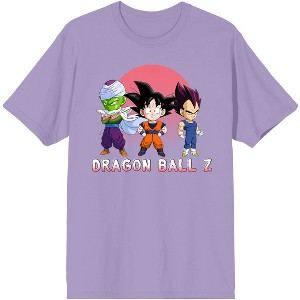 Dragon Ball Z Chibi Character Group Purple Rose Graphic Tee - 1 of 2