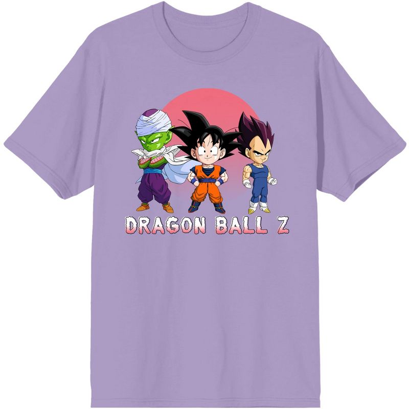 Dragon Ball Z Chibi Character Group Purple Rose Graphic Tee, 1 of 3
