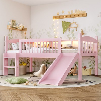 Aortzio Twin XL Solid Wood Loft Bed with Storage Shelves,Guardrails&SlideAortzio Twin XL Solid Wood Loft Bed with Storage Shelves,Guardrails&Slide