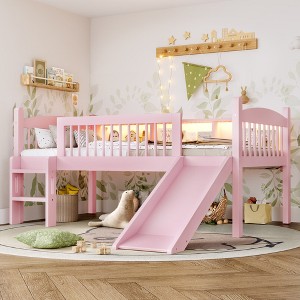 Aortzio Twin XL Solid Wood Loft Bed with Storage Shelves,Guardrails&SlideAortzio Twin XL Solid Wood Loft Bed with Storage Shelves,Guardrails&Slide - 1 of 4