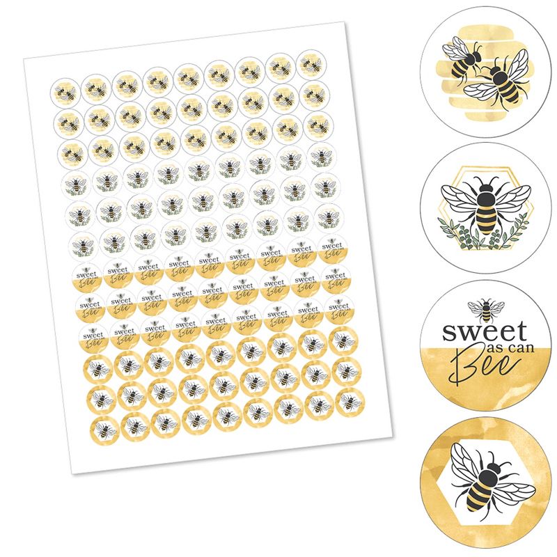 Big Dot of Happiness Little Bumblebee - Bee Baby Shower or Birthday Party Round Candy Sticker Favors - Labels Fits Chocolate Candy (1 sheet of 108), 2 of 6