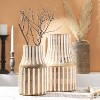 YONWAY Wood  Vase Distressed Centerpiece Vase with Carved Grooves, for Home Decor Farmhouse Vases Decor  for   Kitchen Bedroom Entryway Mantel - 3 of 4