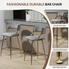 QingMoon Modern Bar Stools Set of 2, Corduroy Counter Height Chairs with Curved Backrest, Golden Chromed Base and Footrest for Kitchen Island - 2 of 4