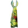 Wrapables Luxurious 100% Charmeuse Silk Long Scarf with Hand Rolled Edges, Van Gogh's Peach Tree in Bloom Light Blue - 4 of 4