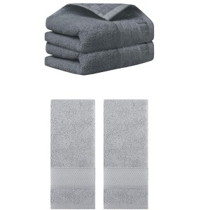REGALWOVEN 4 Pcs Solid Soft Absorbent Hand Towel for Bathroom 14" x 30" - 1 of 4