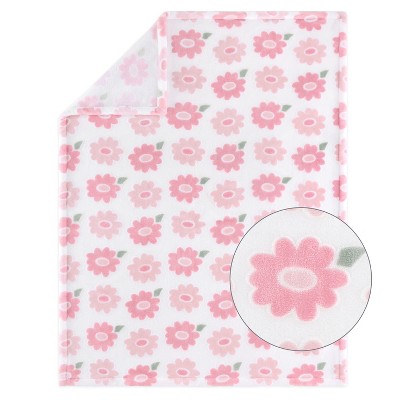Pink Floral Safari Theme Reversible Microfiber Baby Quilt Set